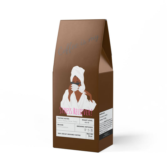 "Coffee is my stress reliever" Trapper Peak Decaf Coffee Blend (Medium Roast) by Stace Studios