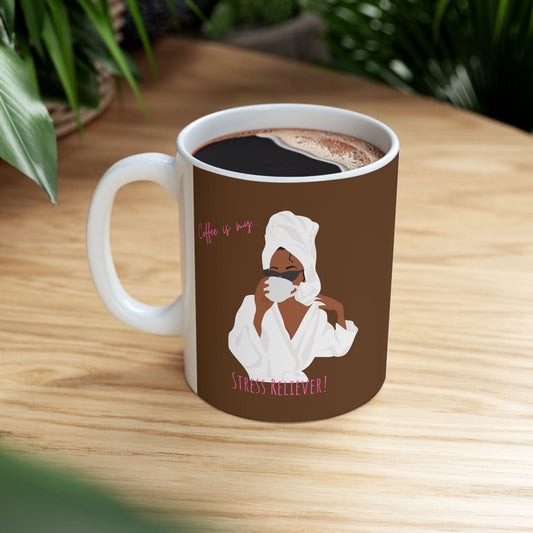 'Coffee is my.....Stress Reliever' Charming Ceramic Mug - by Stace Studios