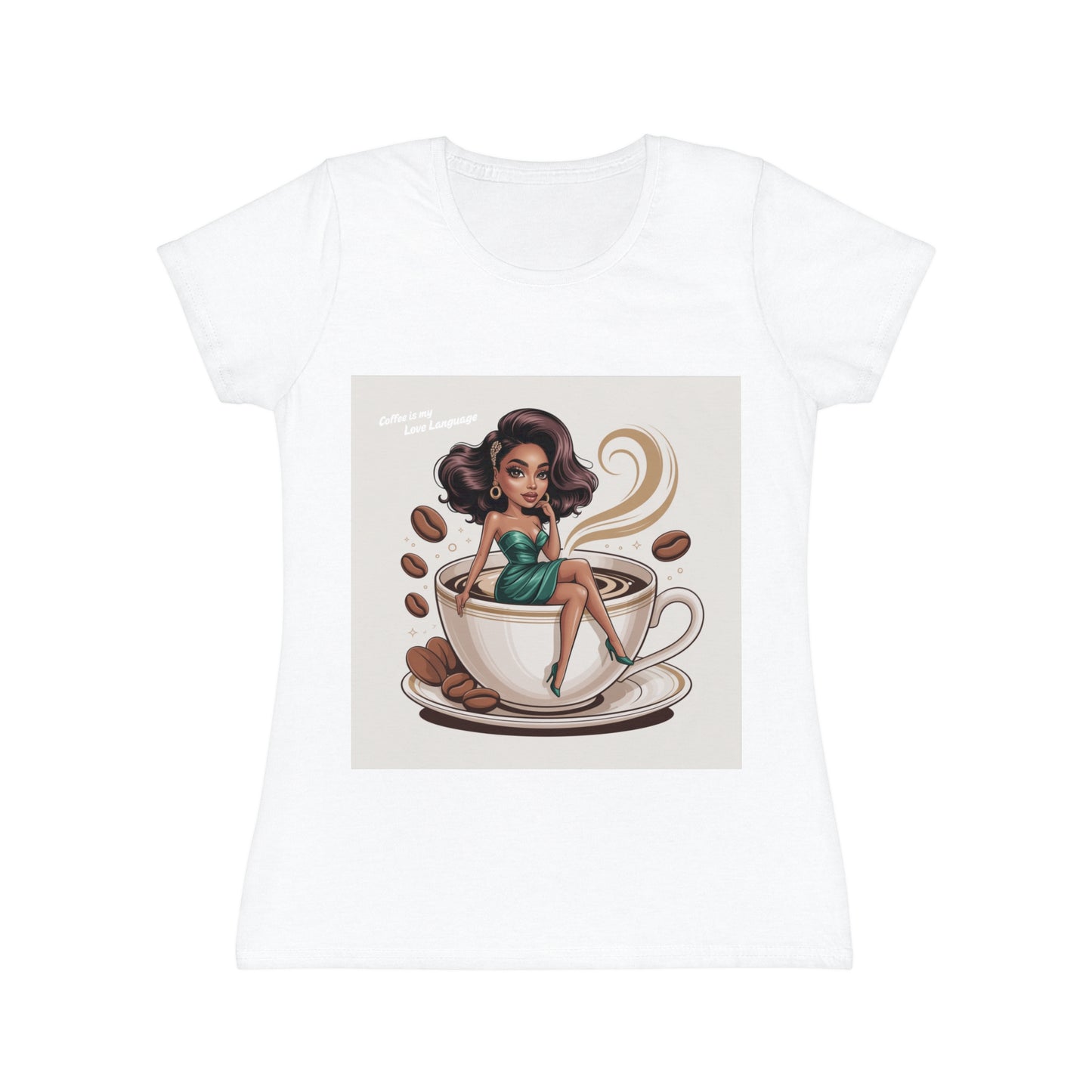 Coffee Pin-Up Women's T-Shirt — Cute Coffee Girl Illustration Tee