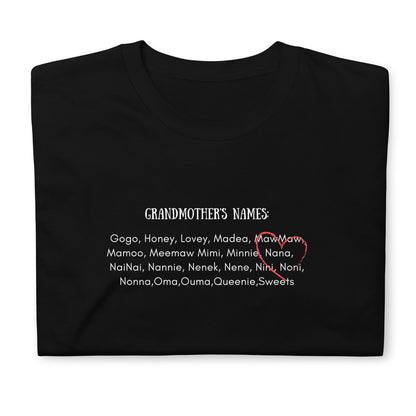Nana Grandmother Names T-shirt